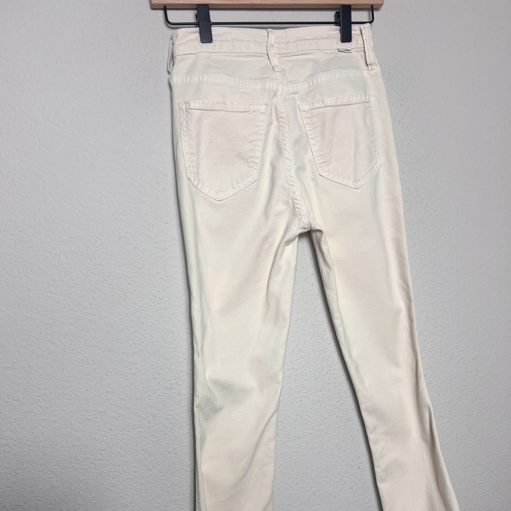 Mother High Waisted Rascal Ankle Fray In Chalk It Up Ivory Stretch - Picture 7 of 13